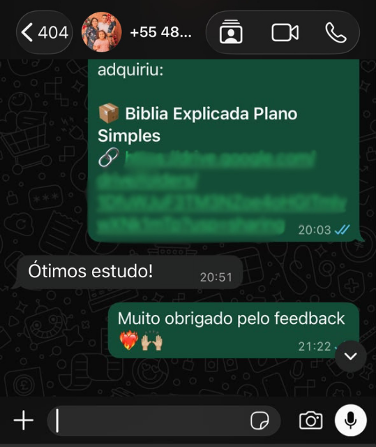 Print de WhatsApp: cliente diz: Ótimos estudo!